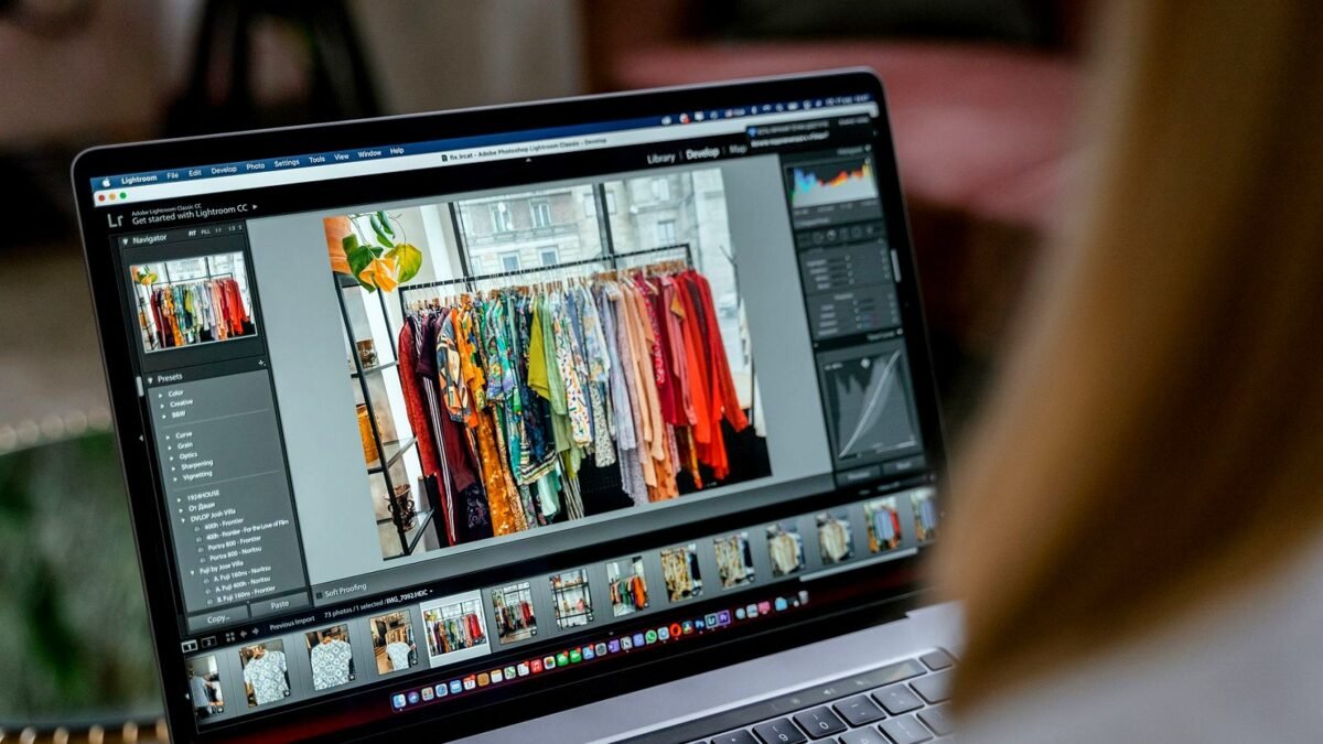 Laptop screen showing photo editing software