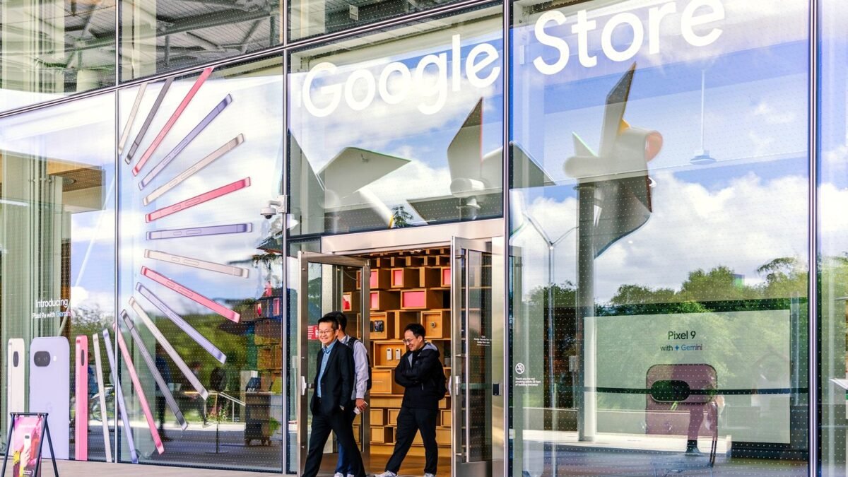 Glass front of the Google Store in Mountain View, California