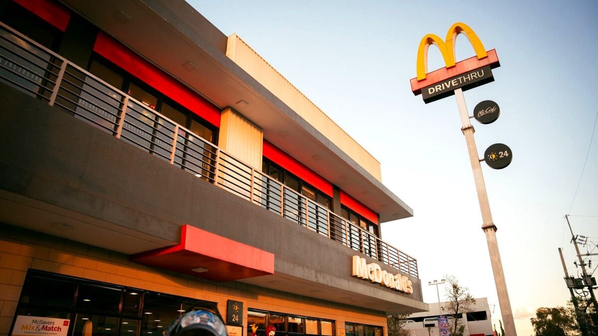McDonald's restaurant with a modern facade and the golden arches logo